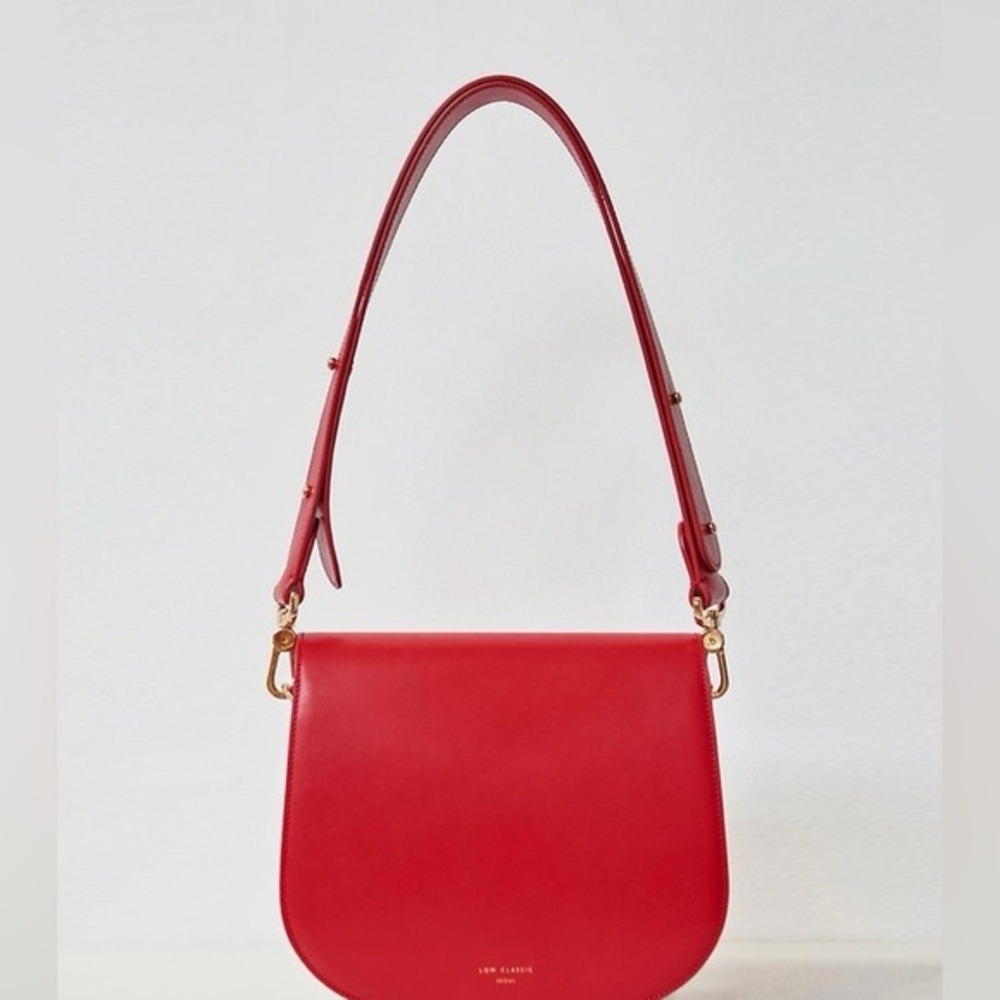 Low Classic Color Block Red Leather Crossbody Bag